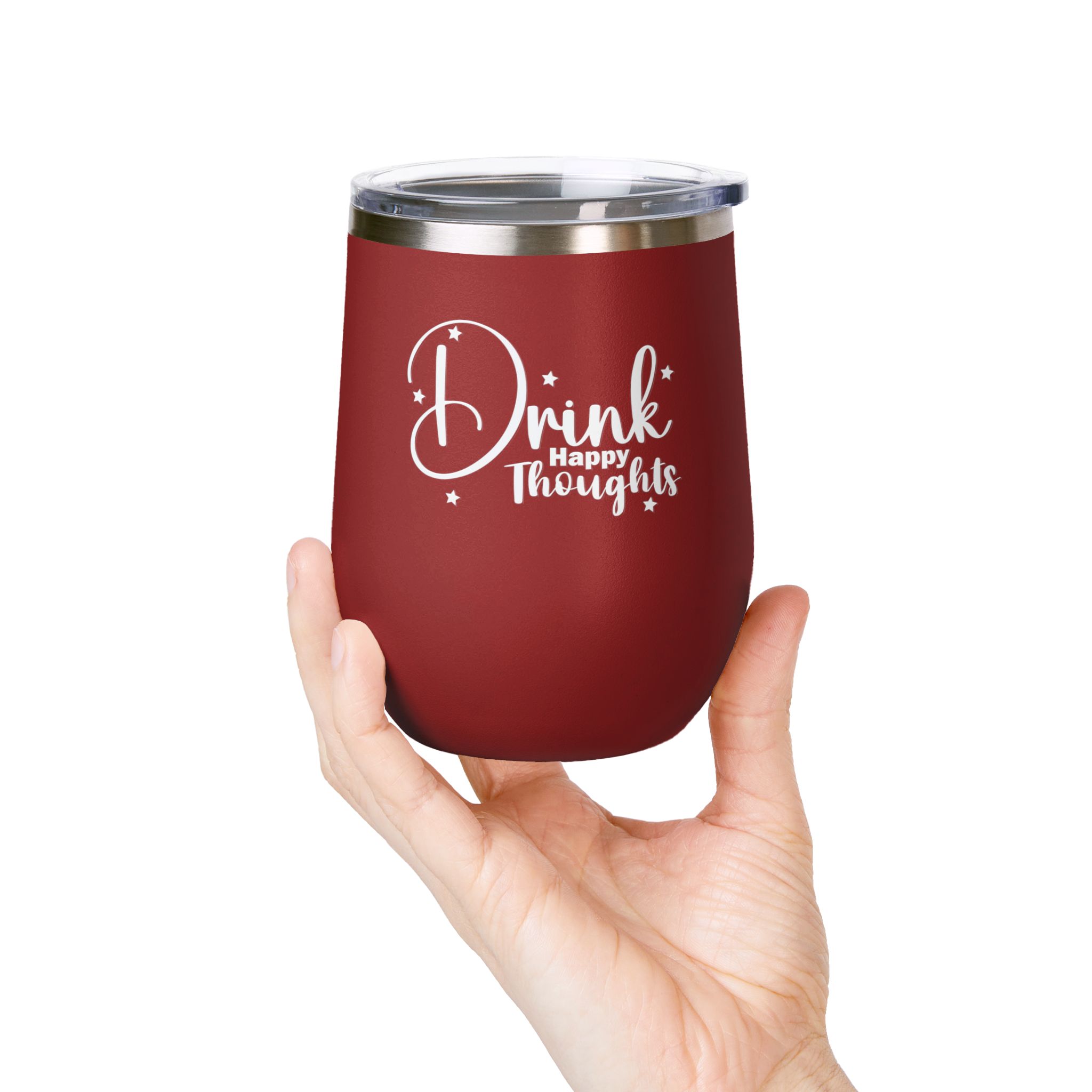 Drink Happy Thoughts - Insulated Wine Tumbler | 12oz - Image 2
