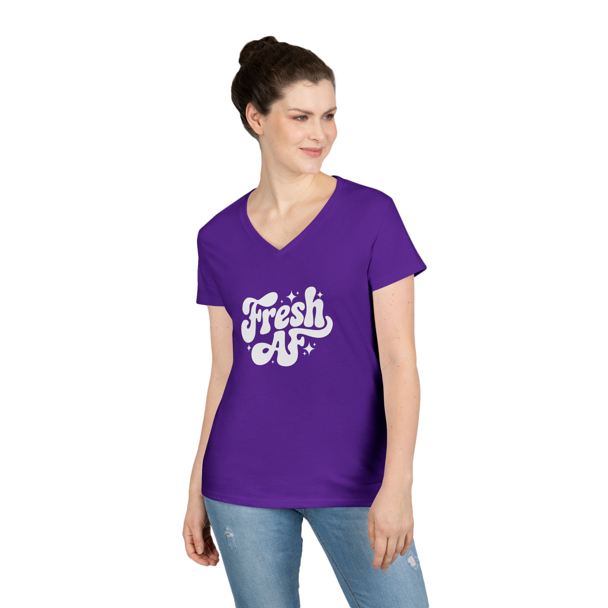 Fresh AF - Ladies' V-Neck T-Shirt - Image 21