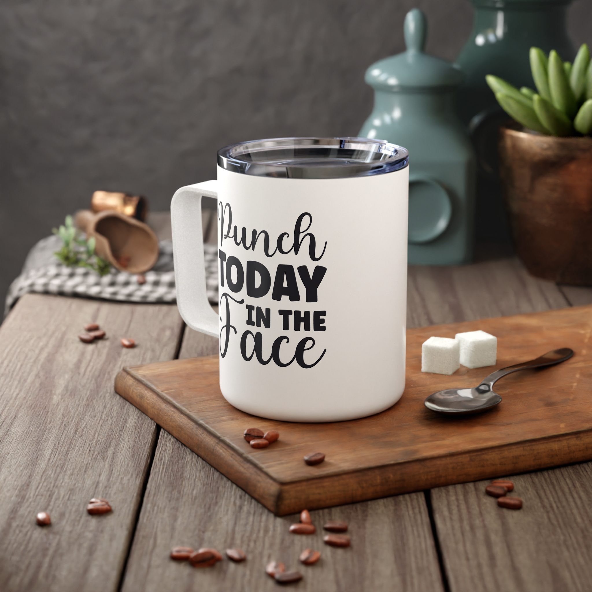 Punch Today In The Face - Insulated Coffee Mug, 10oz - Image 2