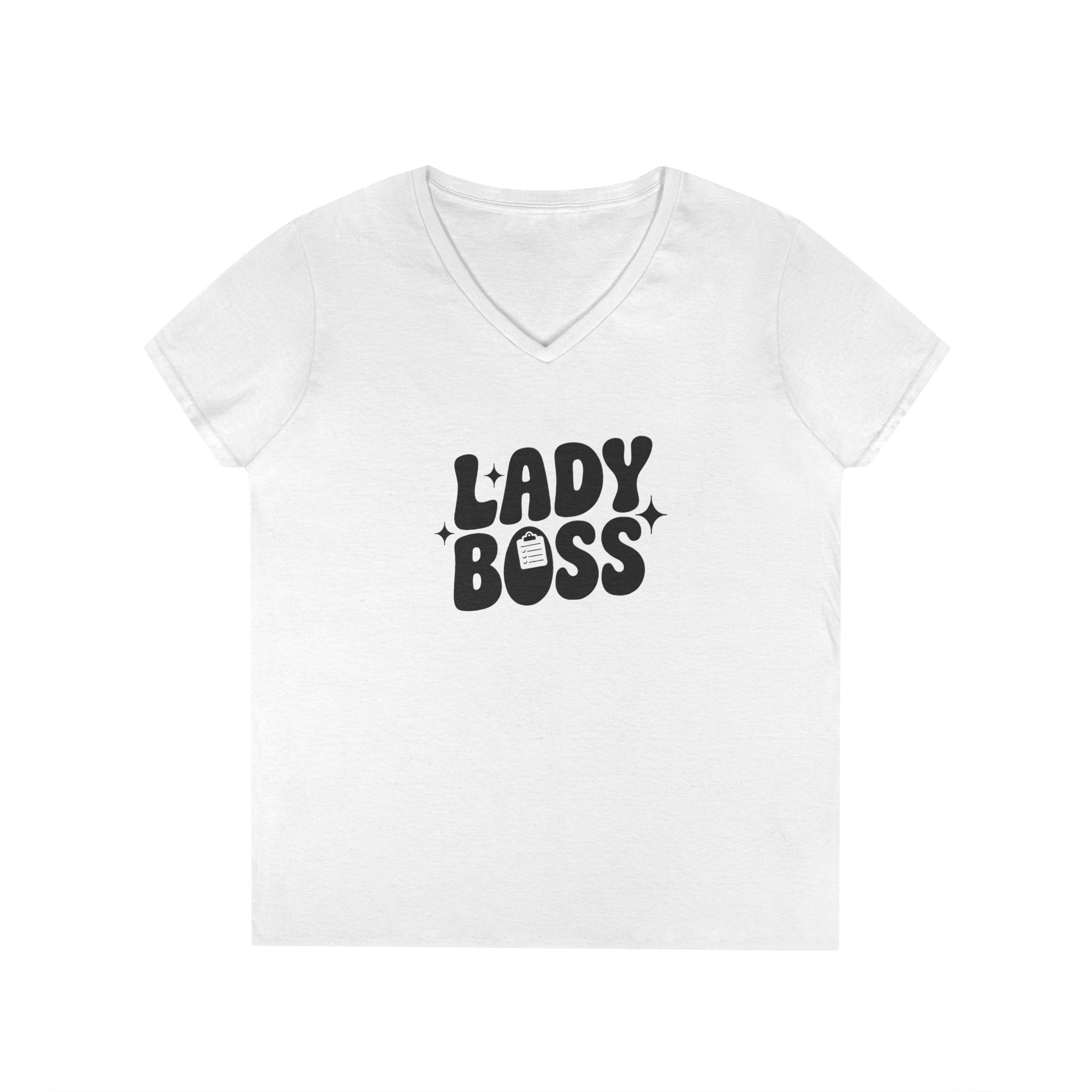 Lady Boss - Ladies V-Neck Tee - Image 4