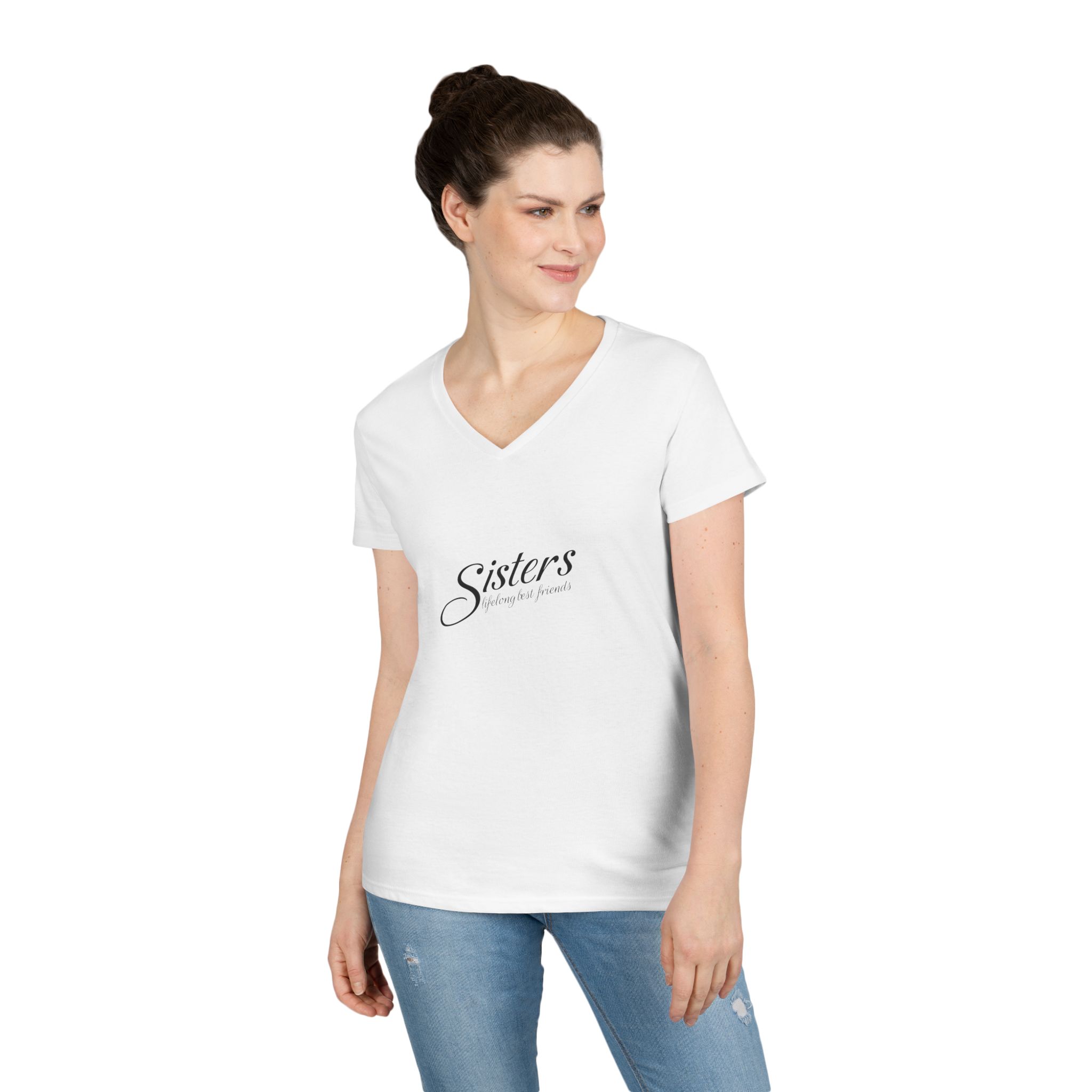 Sisters Lifelong Best Friends - Ladies V-Neck T-Shirt - Image 4