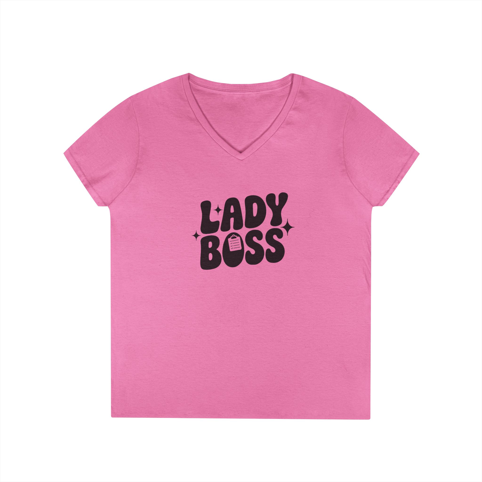 Lady Boss - Ladies V-Neck Tee - Image 6