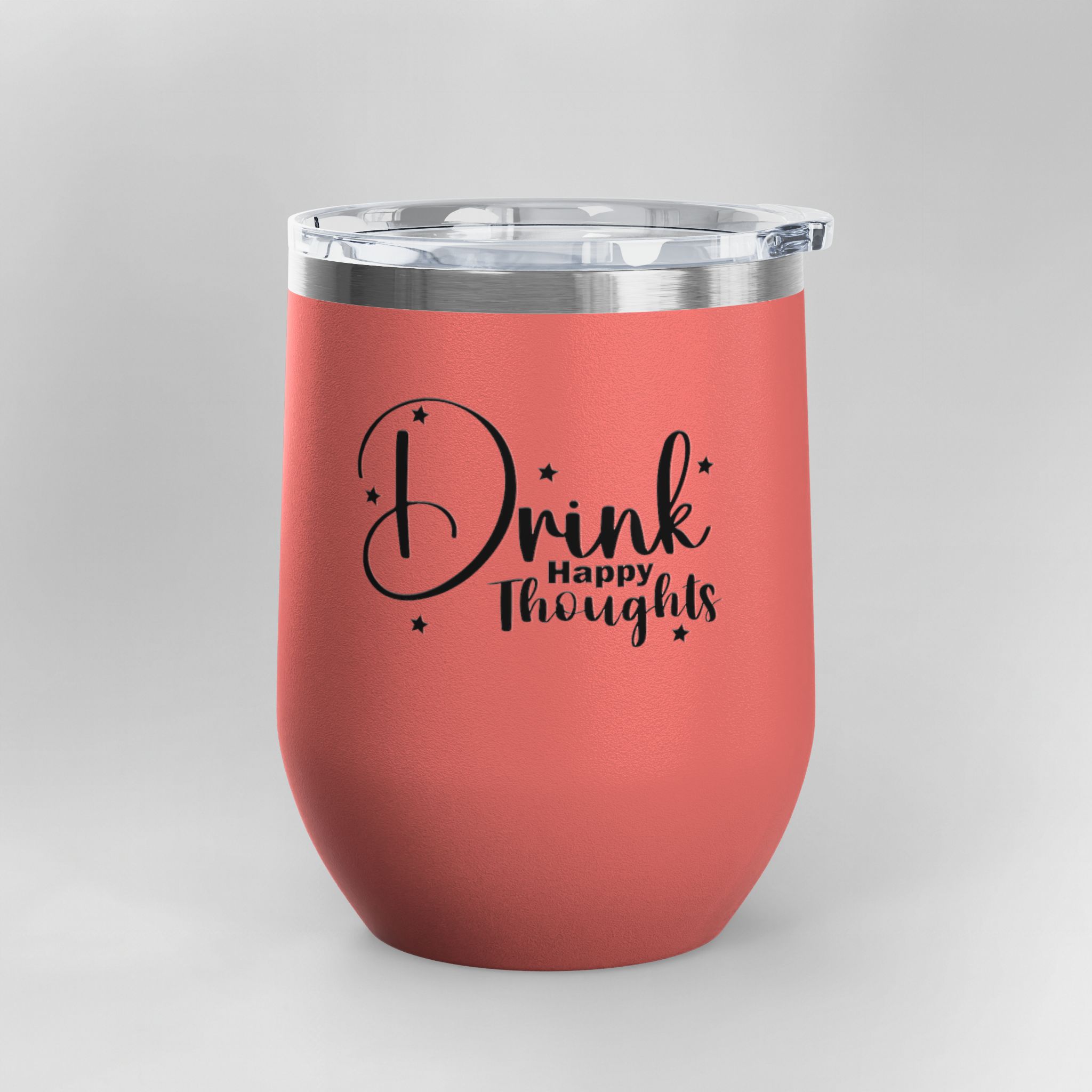 Drink Happy Thoughts - Insulated Wine Tumbler | 12oz - Image 5