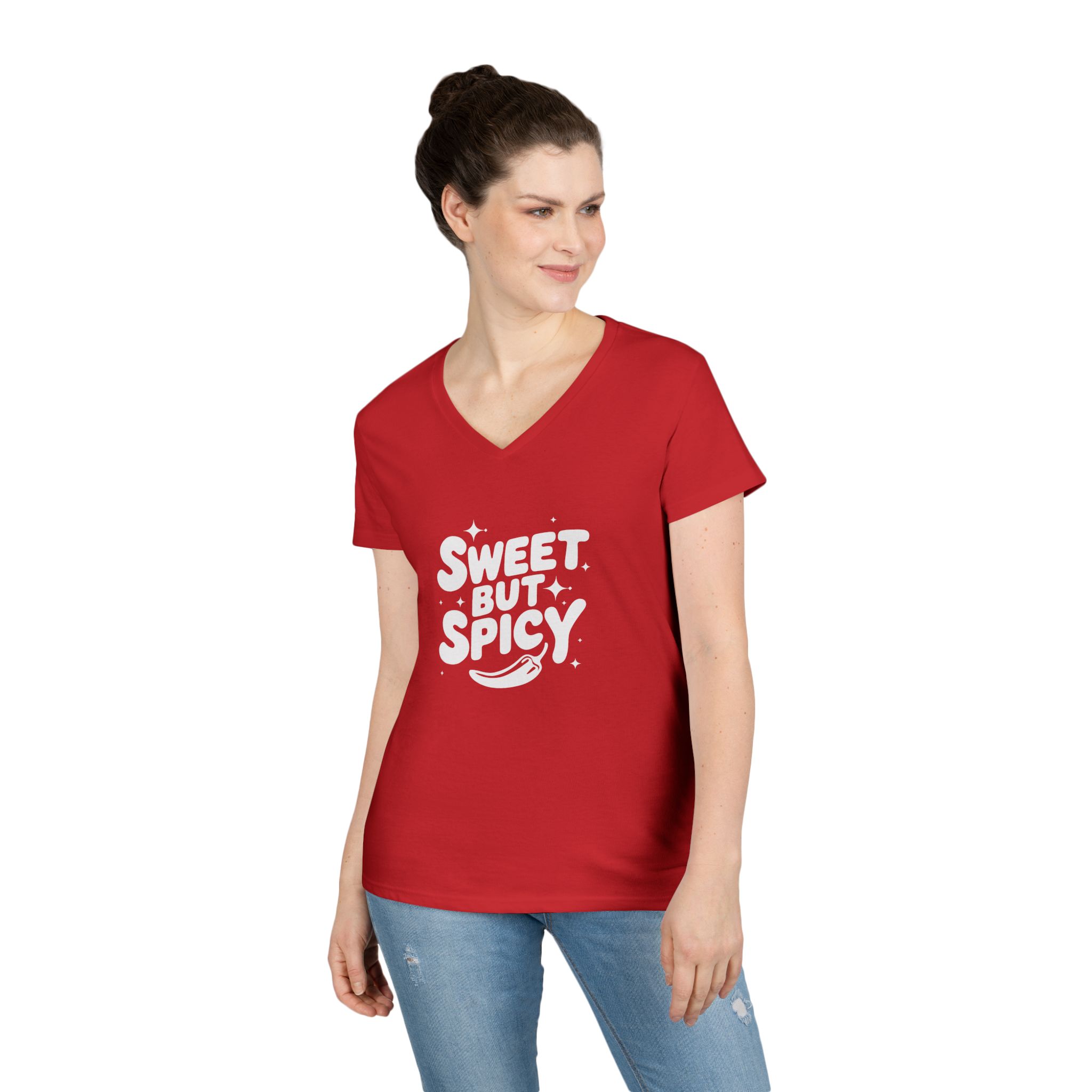 Spicy but Spicy - Ladies V-Neck T-Shirt - Image 2