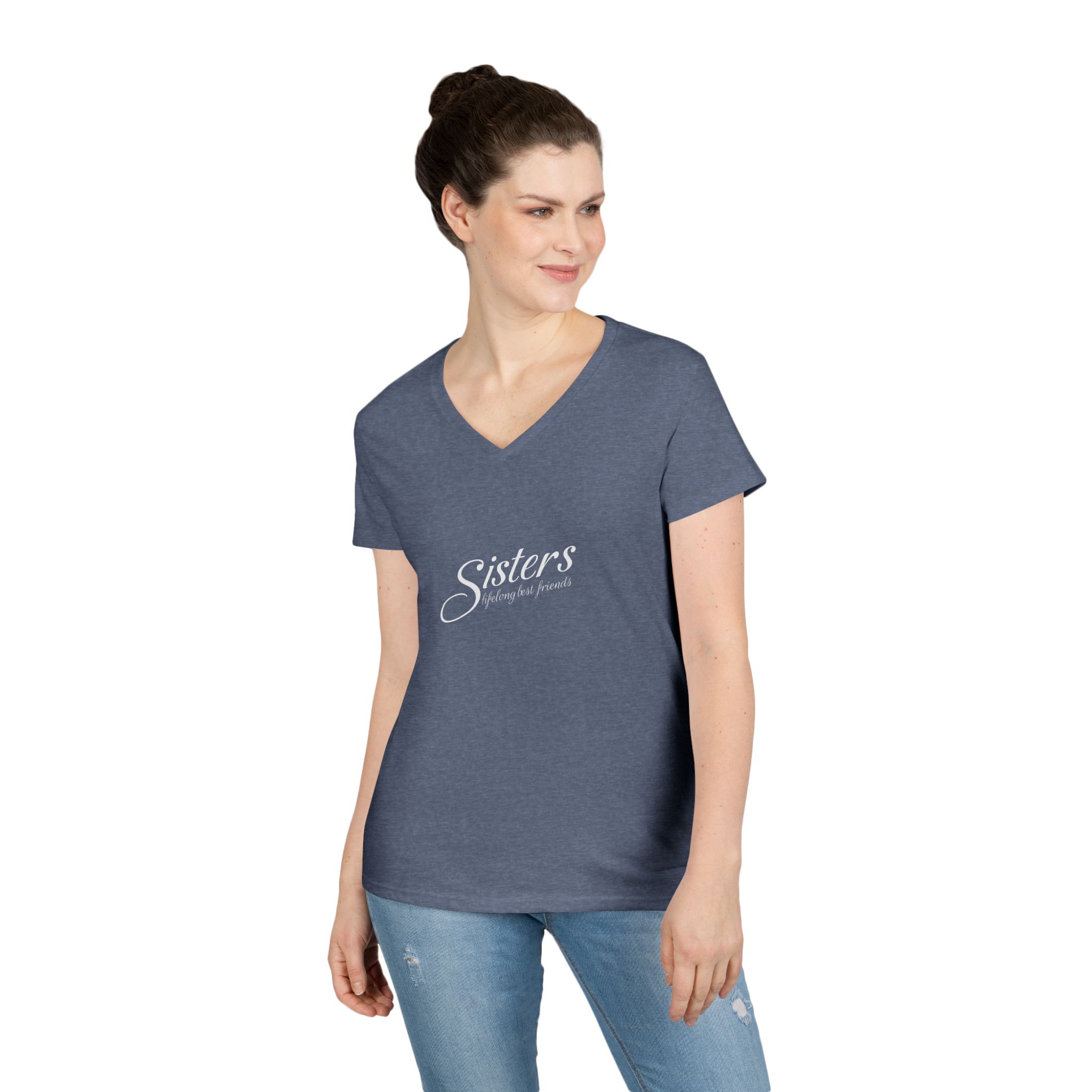 Sisters Lifelong Best Friends - Ladies V-Neck T-Shirt - Image 2