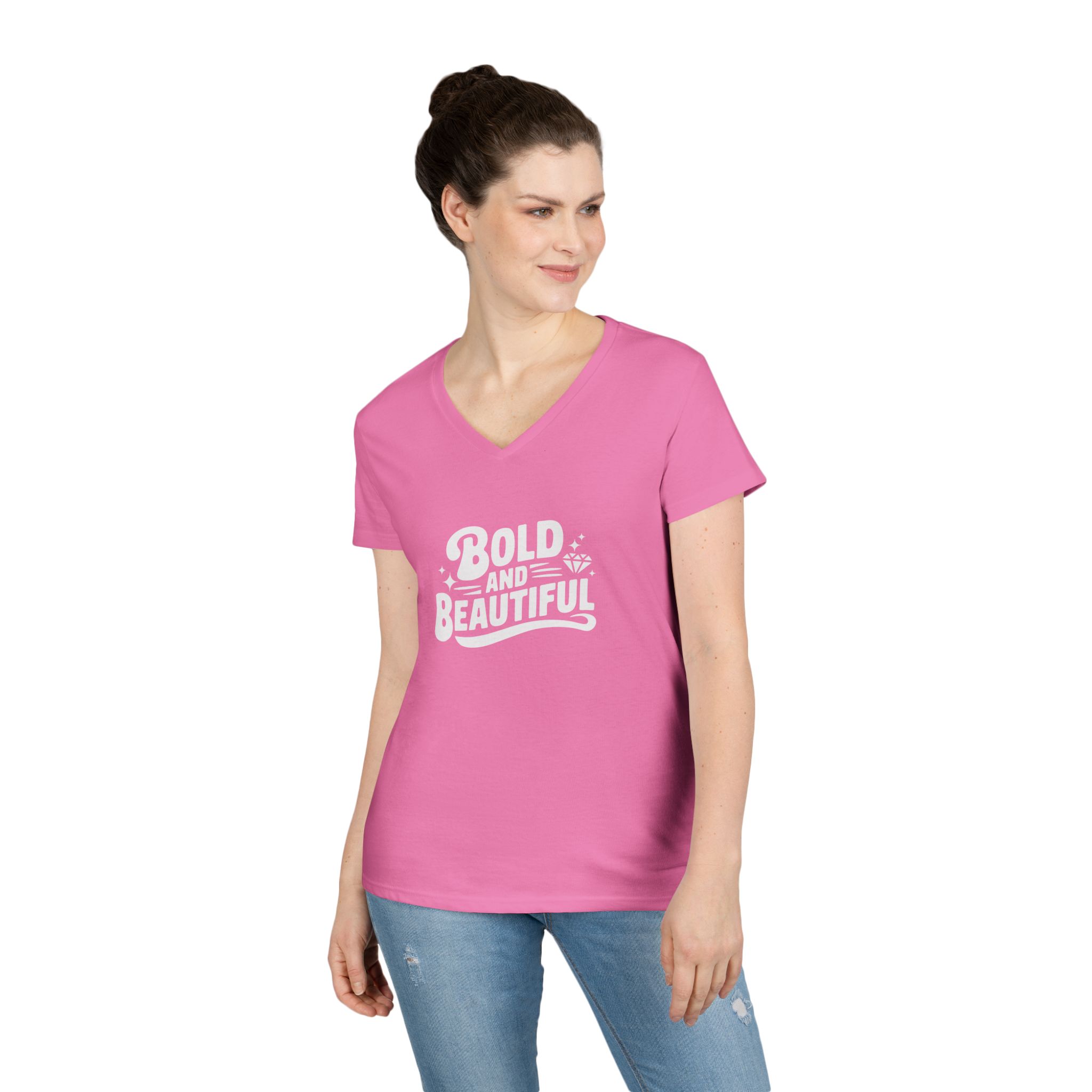 Bold and Beautiful - Ladies V-Neck T-Shirt - Image 2