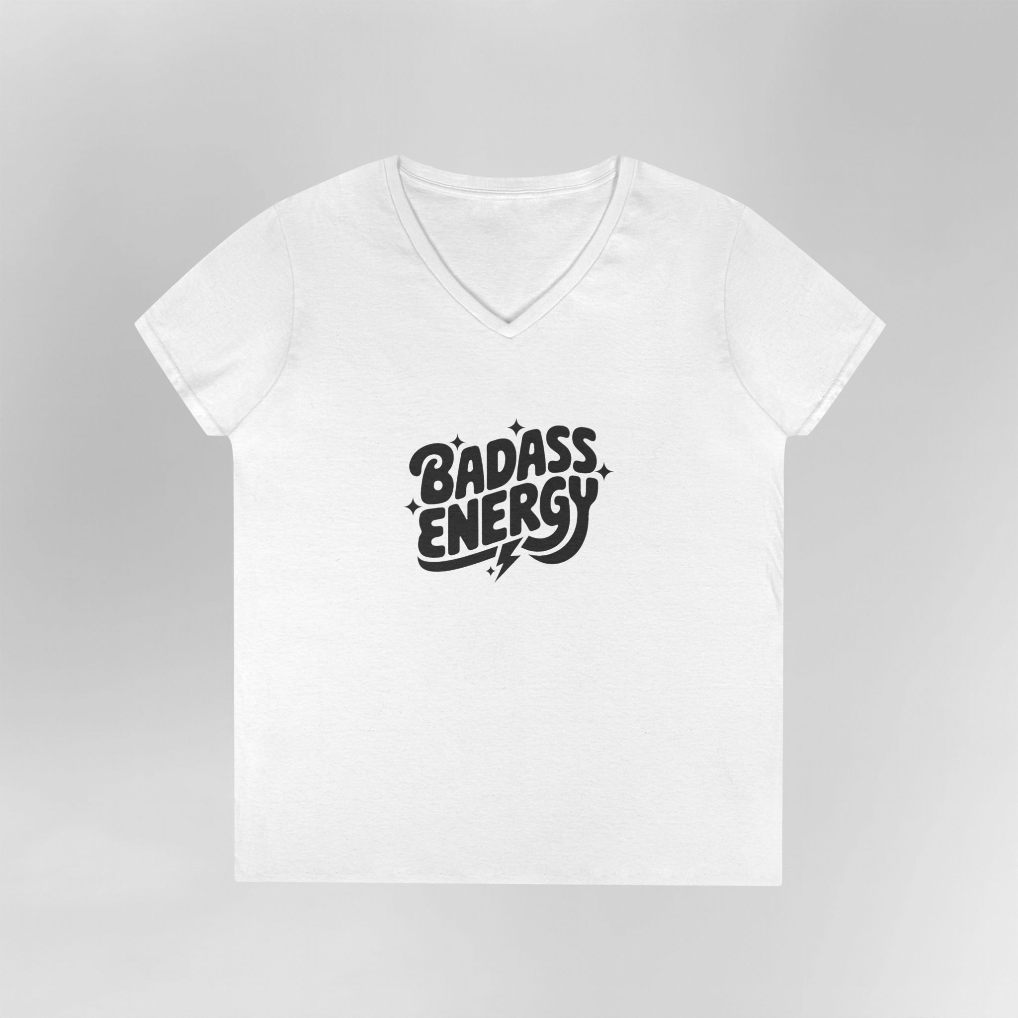 Badass Energy - Ladies V-Neck Tee - Image 3