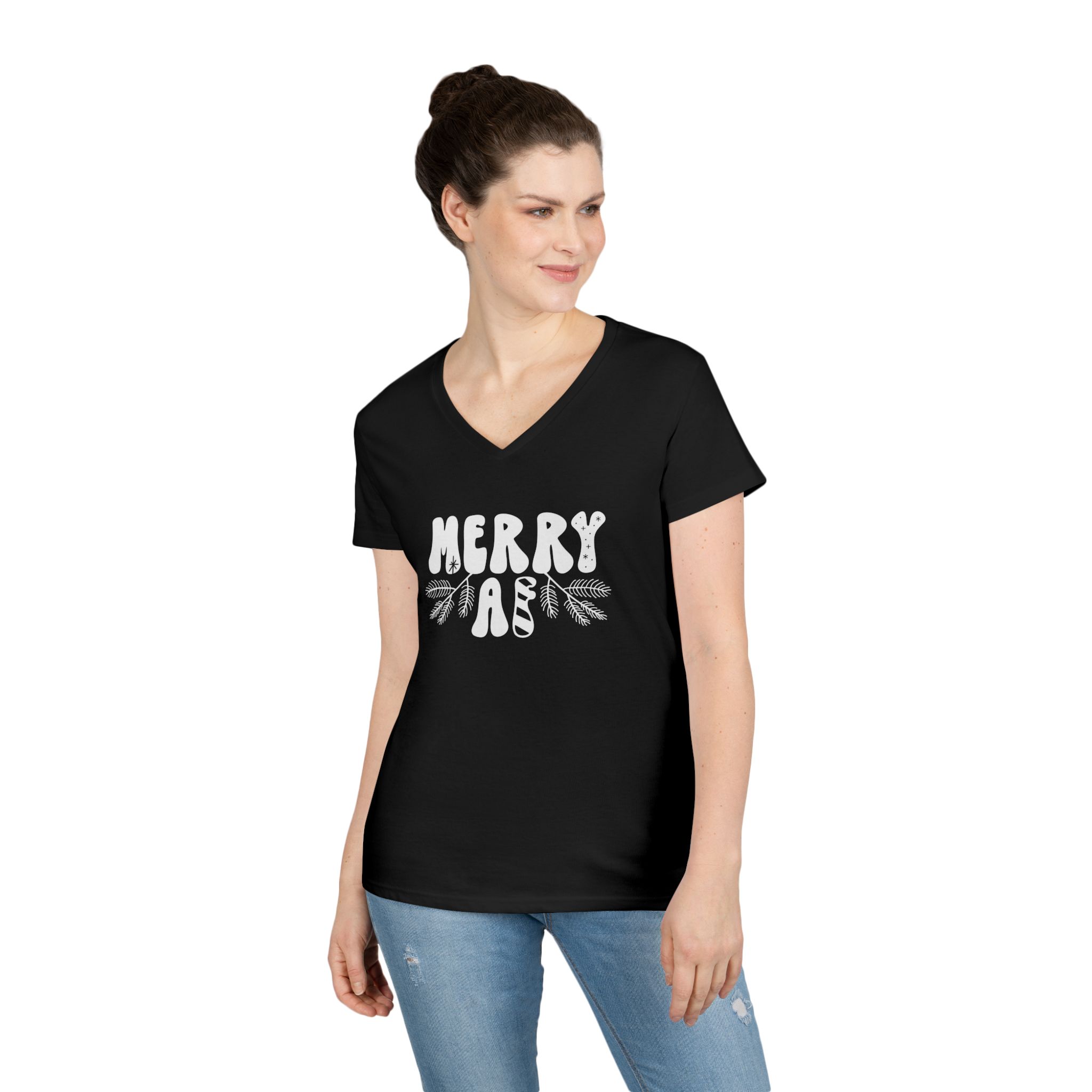 Merry AF Christmas - Ladies V-Neck - Image 6