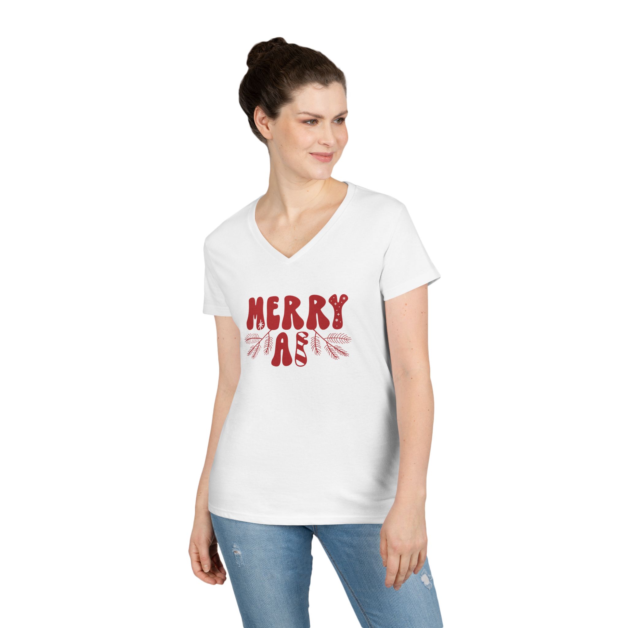 Merry AF Christmas - Ladies V-Neck - Image 4